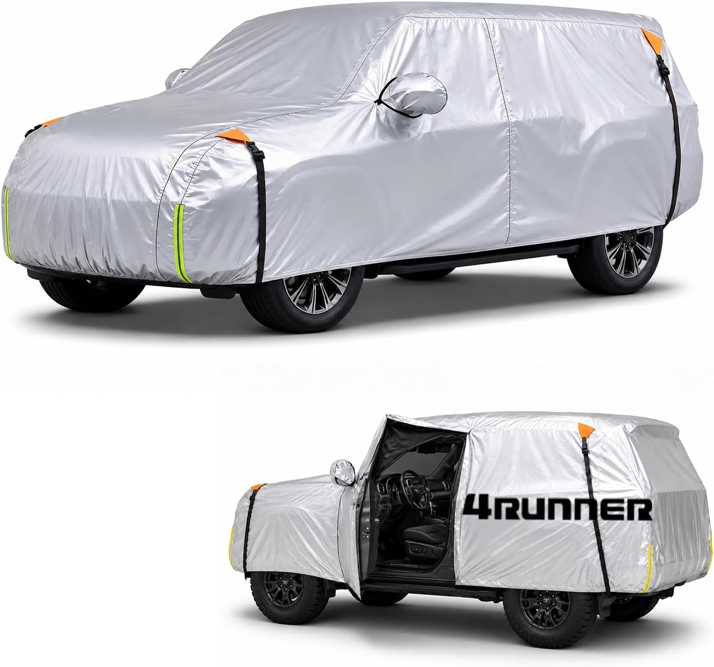 Wigoo Toyota 4Runner Car Cover Accessories 2002-2026, Custom Fit Waterproof All Weather Outdoor Indoor Full SUV Cover, Windproof Sun UV Rain Snow Dust Protection, Door Zipper, Reflective Strips