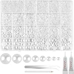 NEBURORA 13000 Pcs White Flat Back Pearl trousse 8 Tailles avec Tweezer et Picker Pencil Flatback Pearl Perles demi rondes pour l'artisanat DIY Artisanat Nails Maquillage Chaussures Coque Téléphone