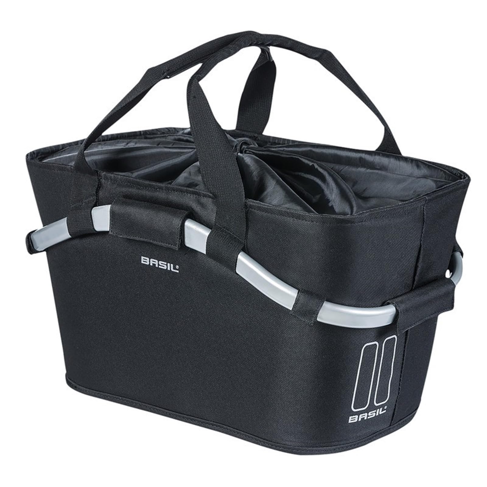 Basil Classic Carry All Bicycle Basket - MIK System Rear - Lockable - 22 Litres - Weatherproof and Stylish - Black