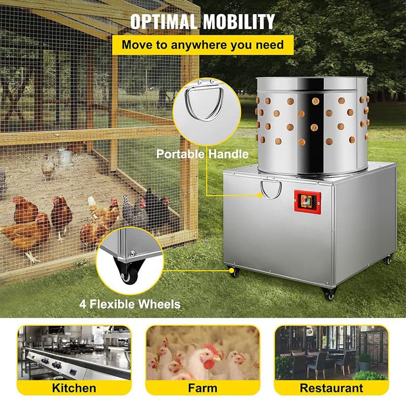 Macchina automatica a 20 pollici della spennatura della piuma dell'acciaio inossidabile 2HP della macchina dell'espulsore del pollo per il pollame, ideale per la sconfitta del pollo e del tacchino