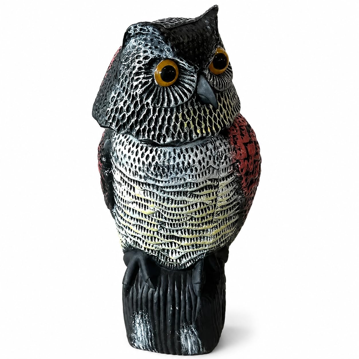 Hawk Owl Heron Decoy Bird Scarer, Fake Owl Pigeon Crow Deterrent, Plastic Hawk, Realistic Bird Deterrent Statue for Pond Patio Lawn Allotment Outdoor Ornament Bird Decoy (OWL)