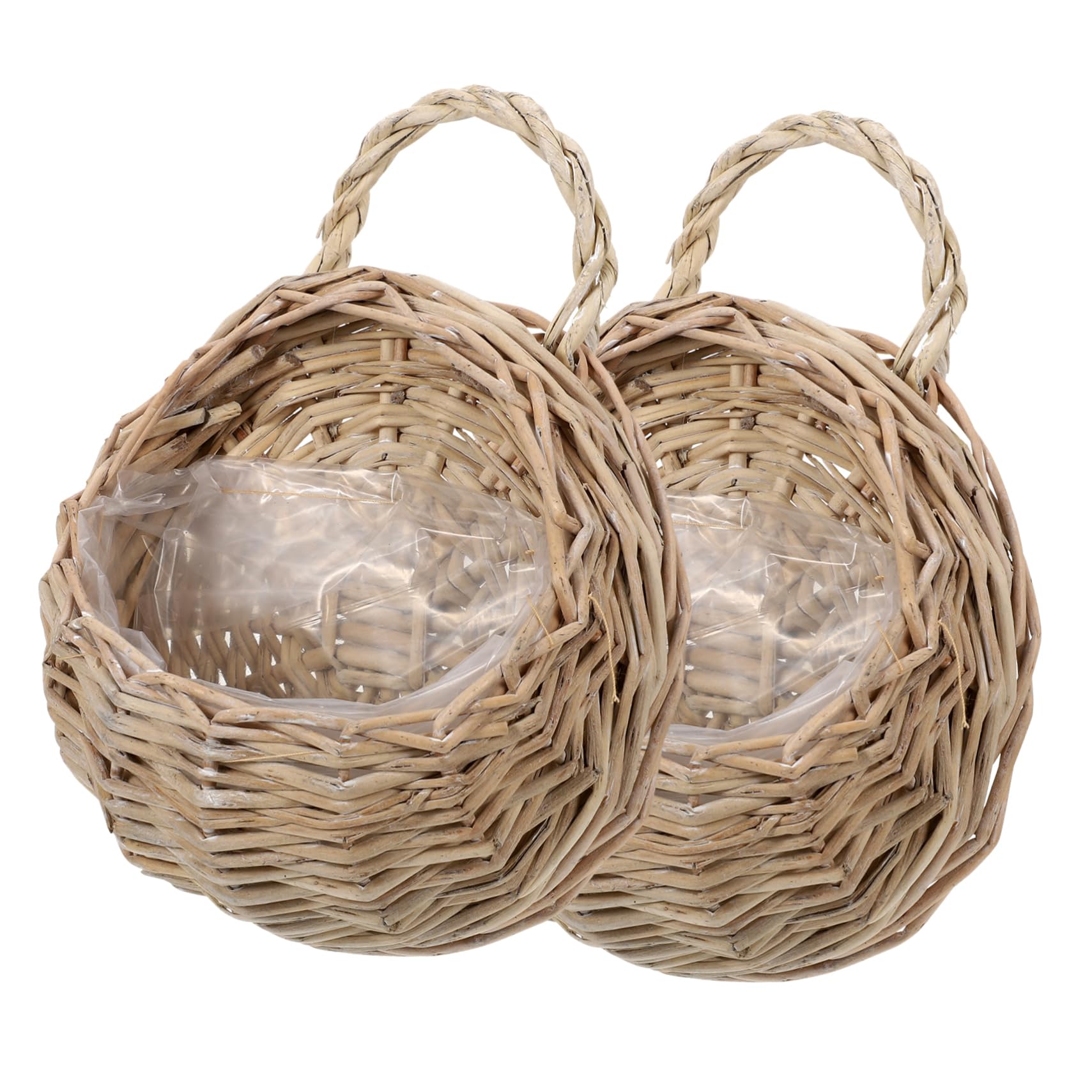 ULDIGI 2pcs Rattan Flower Basket Farmhouse Hanging Planter Houseplant Pot Decor Fruit Vegetable Basket Hanging Door