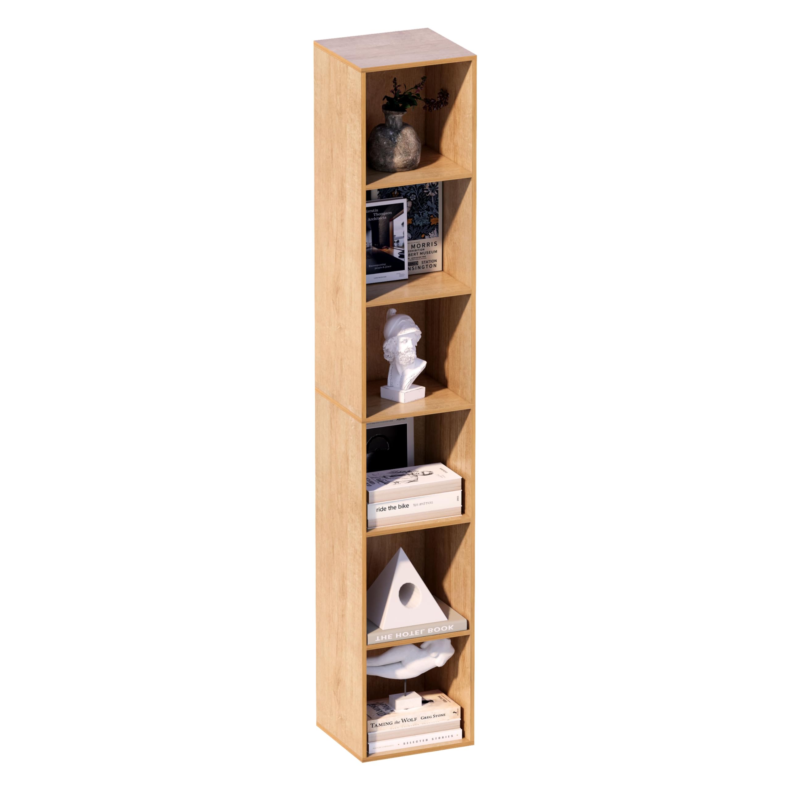 Bibliothèque à 6 Étagère, Meuble de Rangement en Bois, 31x29.5x182.3cm