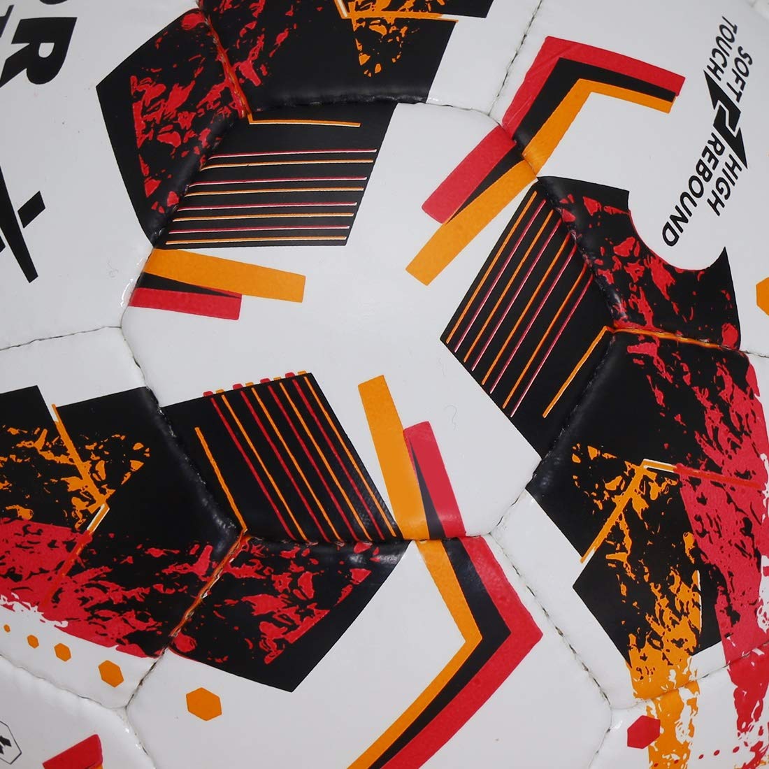 Vector X THUNDER - Pallone da calcio in gomma con punta a mano IMS (International Match Standard), misura 5 (bianco-arancione-nero)