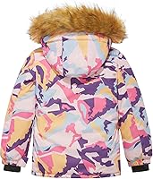 Vista 2 de FARVALUE Chaqueta de esquí impermeable para niñas, abrigo de invierno resistente al viento, abrigo de forro polar cálido para nieve, impermeables