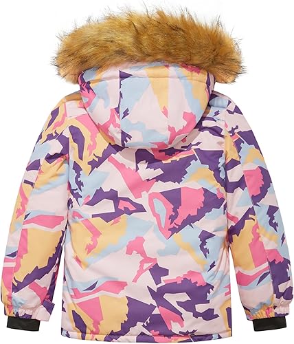 Miniatura 2 de FARVALUE Chaqueta de esquí impermeable para niñas, abrigo de invierno resistente al viento, abrigo de forro polar cálido para nieve, impermeables