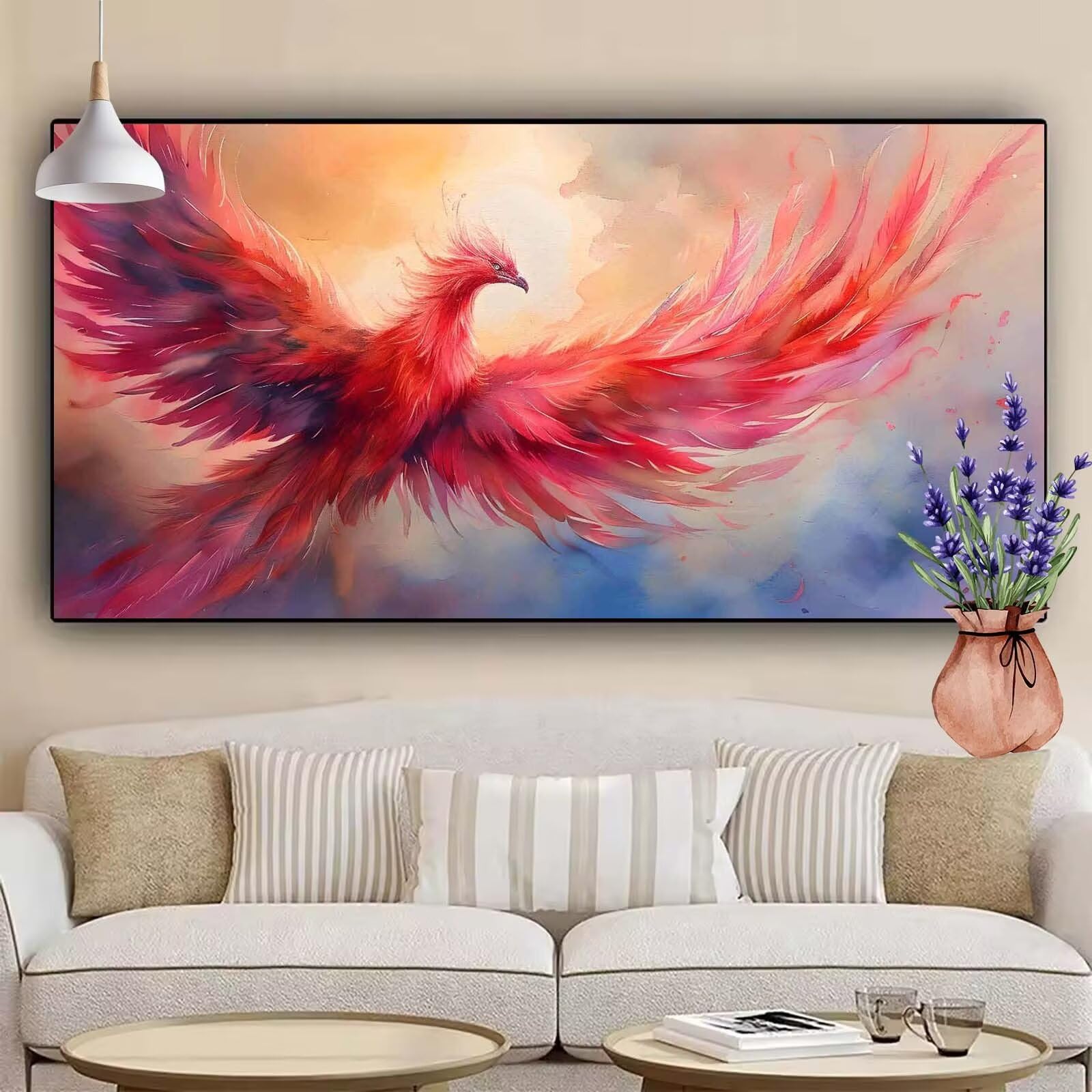 Diamentowe malowanie feniks, diamentowy obraz dla dorosłych duży XXL 120 x 60 cm, DIY 5D Fantasy Diament Haft Pełny zestaw dla dzieci Początkujący Kryształowy zestaw do dekoracji ścian, prezent męski