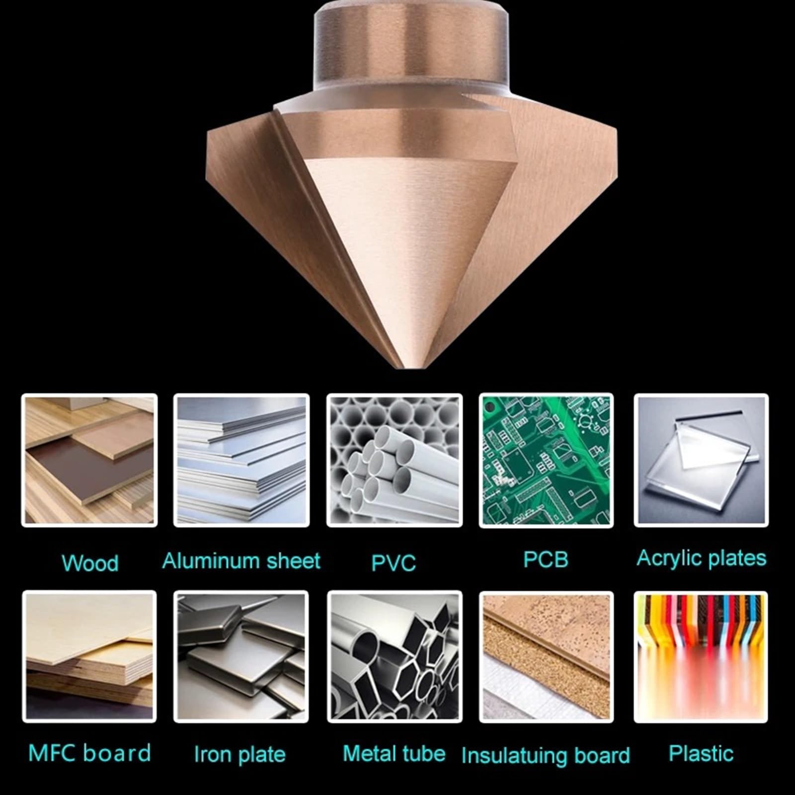 Broca avellanadora de 3 flautas, 90 grados, 4,5-50 mm, HSS 6542, herramienta de perforación de agujeros for madera y metal, cortador de metal, 1 unidad(50mm)