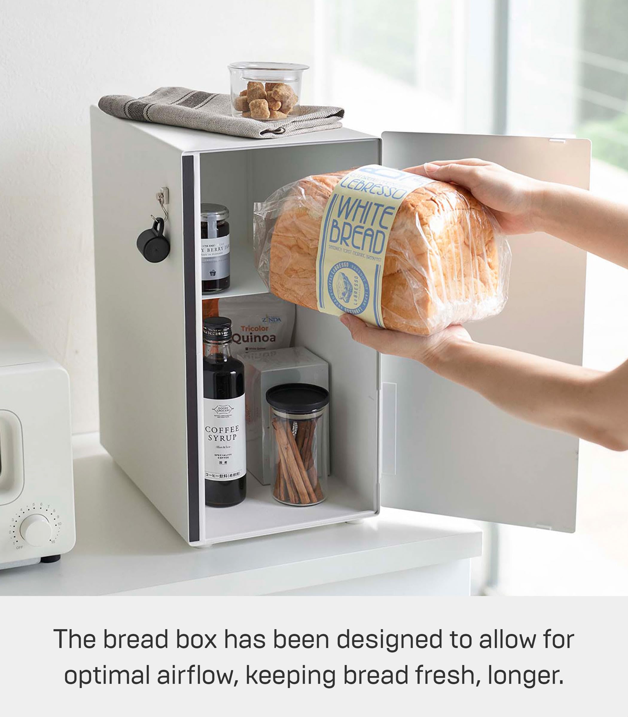 YAMAZAKI 5680 TOWER Bread Case Tall, white, Steel, 22 x 34.5 x 41 cm