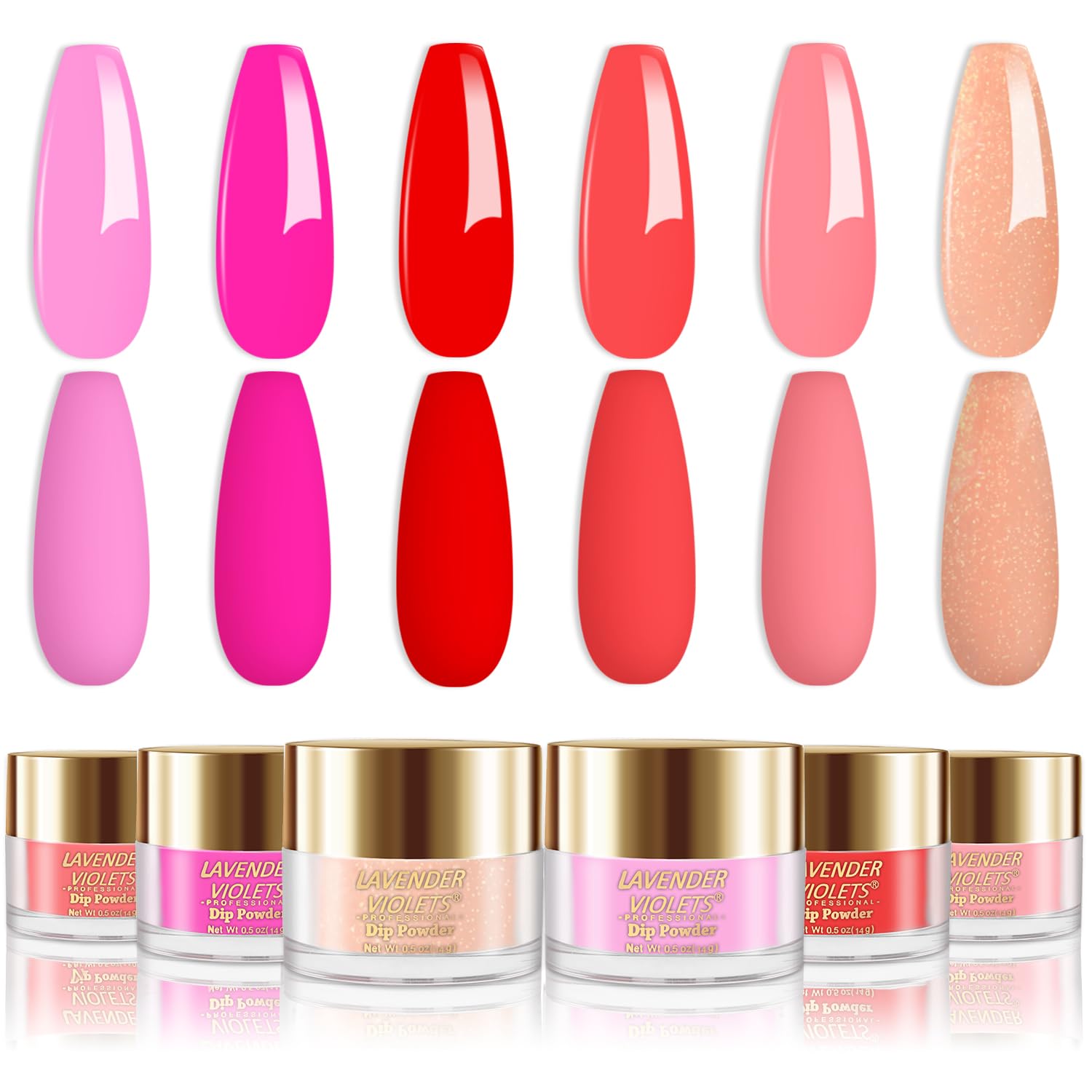 Lavender Violets 14g x 6 Colors Acrylic Dip Powder French Nail Art Manicure Large Capacity Dipping Powder Nail Powder Salon Choice Pink Punch J208