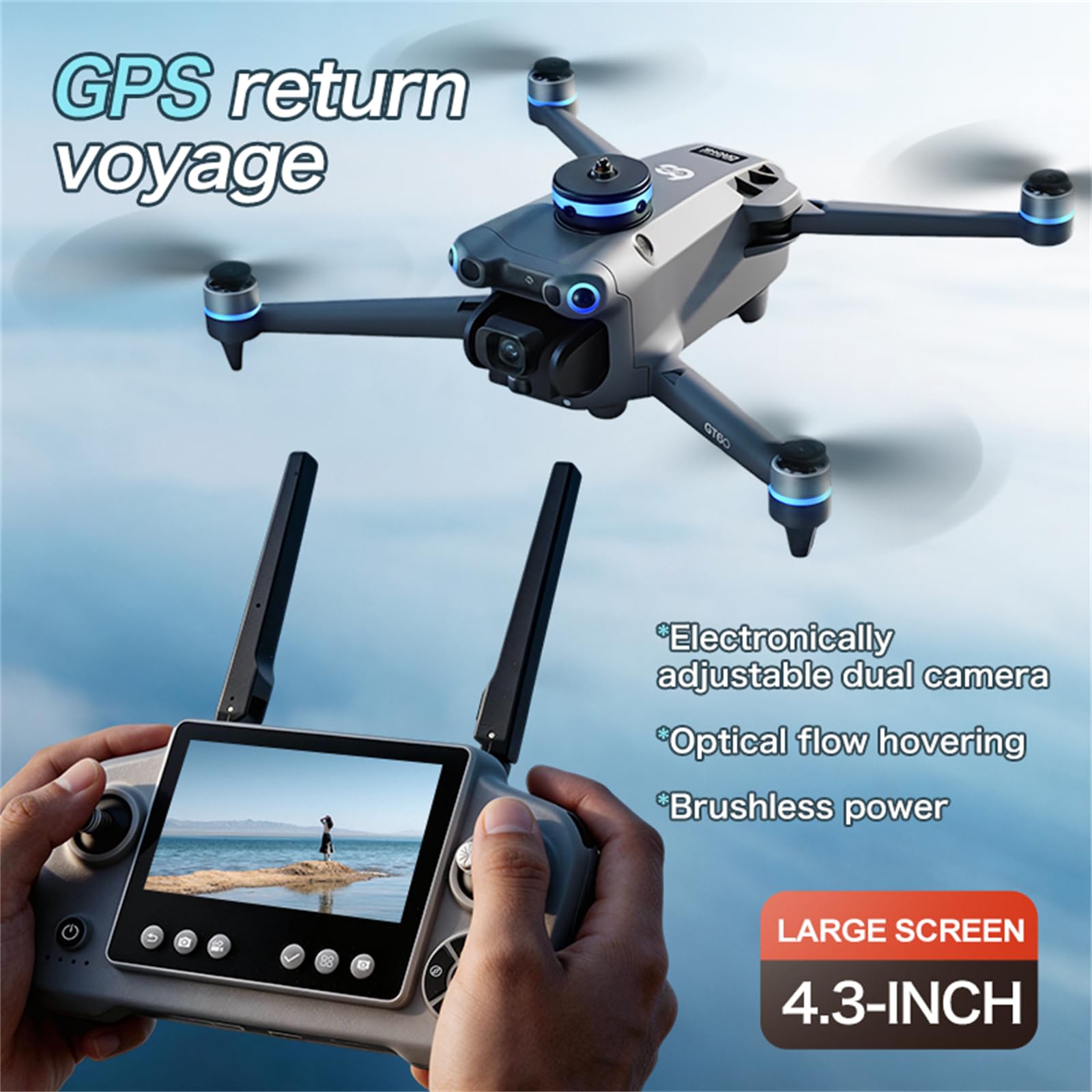 Drone gps gt60 quadricottero alta definizione aereo ritorno evitamento