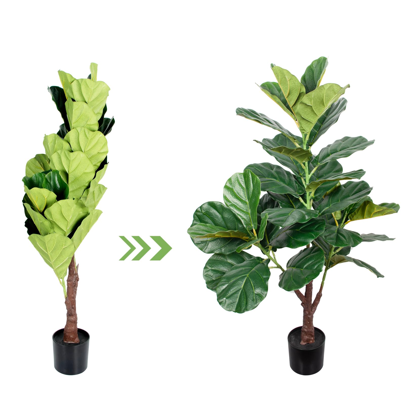 Artificial Fiddle Leaf Fig Tree, 38 inch Fake Ficus Lyrata Plant, 3ft Faux Plants Tree in Pot for Indoor Outdoor House Home Office Garden Modern Decoration Perfect Housewarming Gift
