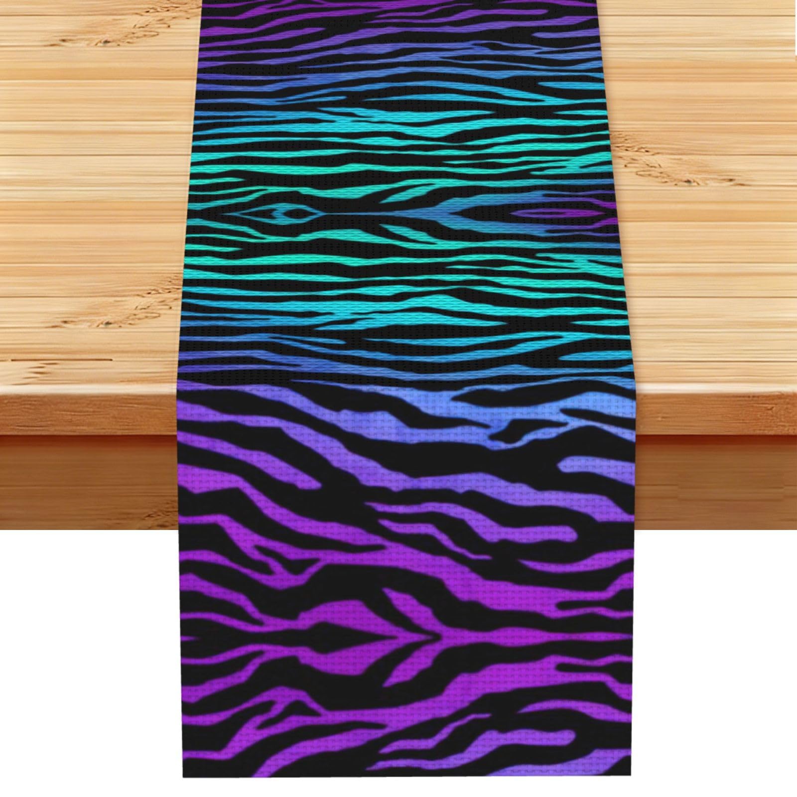 Zebra Stripes Printed Dining Table Runner 13x72 Inch, Non-Fading Decor for Kitchen Dresser Fireplace Mantel
