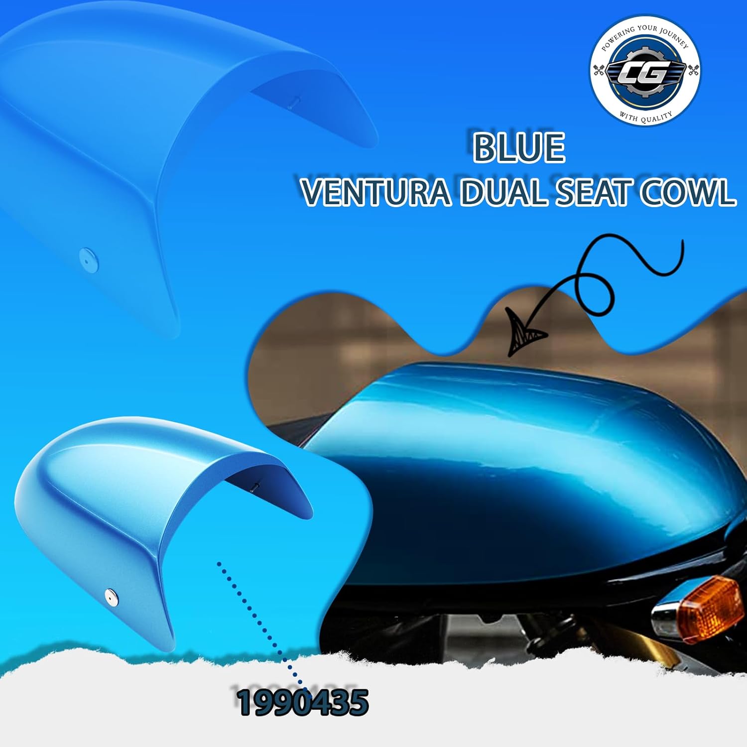 Fits For Royal Enfield Blue Ventura Dual Touring Seat Cowl Compatible With Continental GT 650 | Durable Back Seat Cover | Part Number 1990435