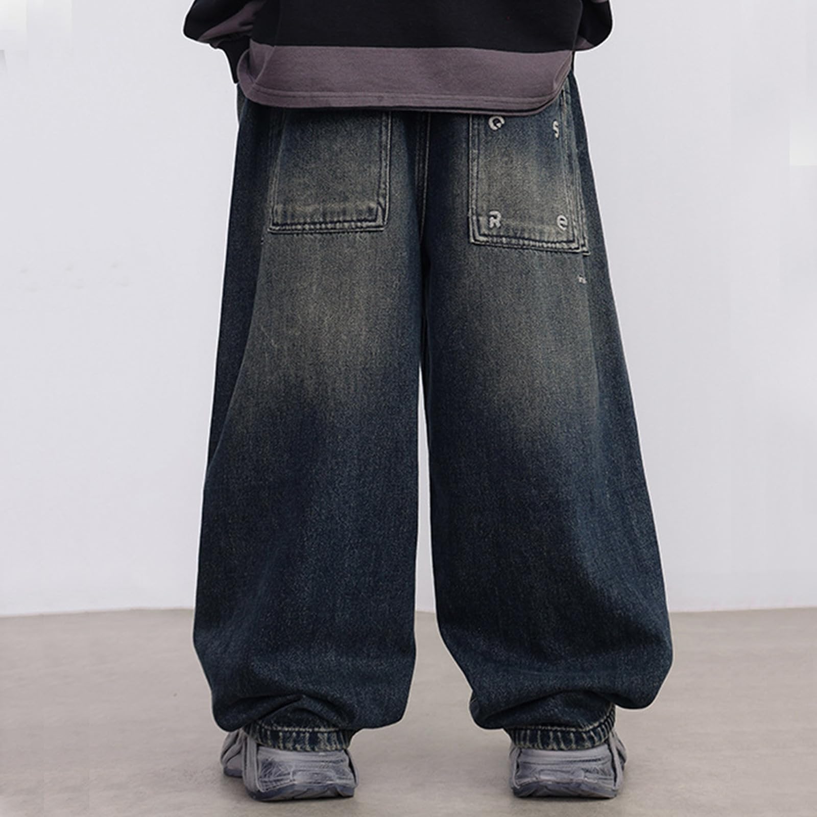 Genérico Pantalones Chandal Niño Pantalones Vaqueros de Invierno para Niños Grandes con Corte Holgado y Pierna Recta para Uso Diario Escolar