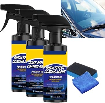Quick Effect Coating Agent For Car, Quick Effect Coating Agent Spray, For Shine & Protection,Long-Lasting Protection Waterless Wash, 120ml 3PC