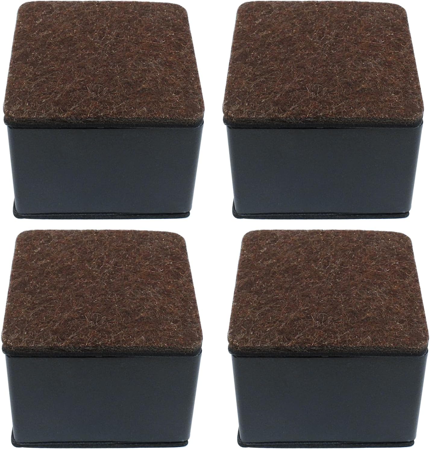 Self-Adhesive Furniture Bed Risers Blocks, 4 Pcs Square Carbon Steel Table Sofa Risers Adds 2in Height with Felt Pad(Black)