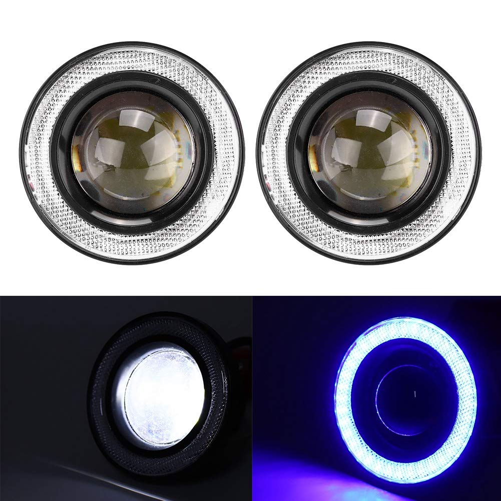 Fendinebbia Anteriore LED Angel Eyes - Modifica 89mm Paraurti Con Lente Trasparente - Kit Coppia Lato Conducente e Passeggero