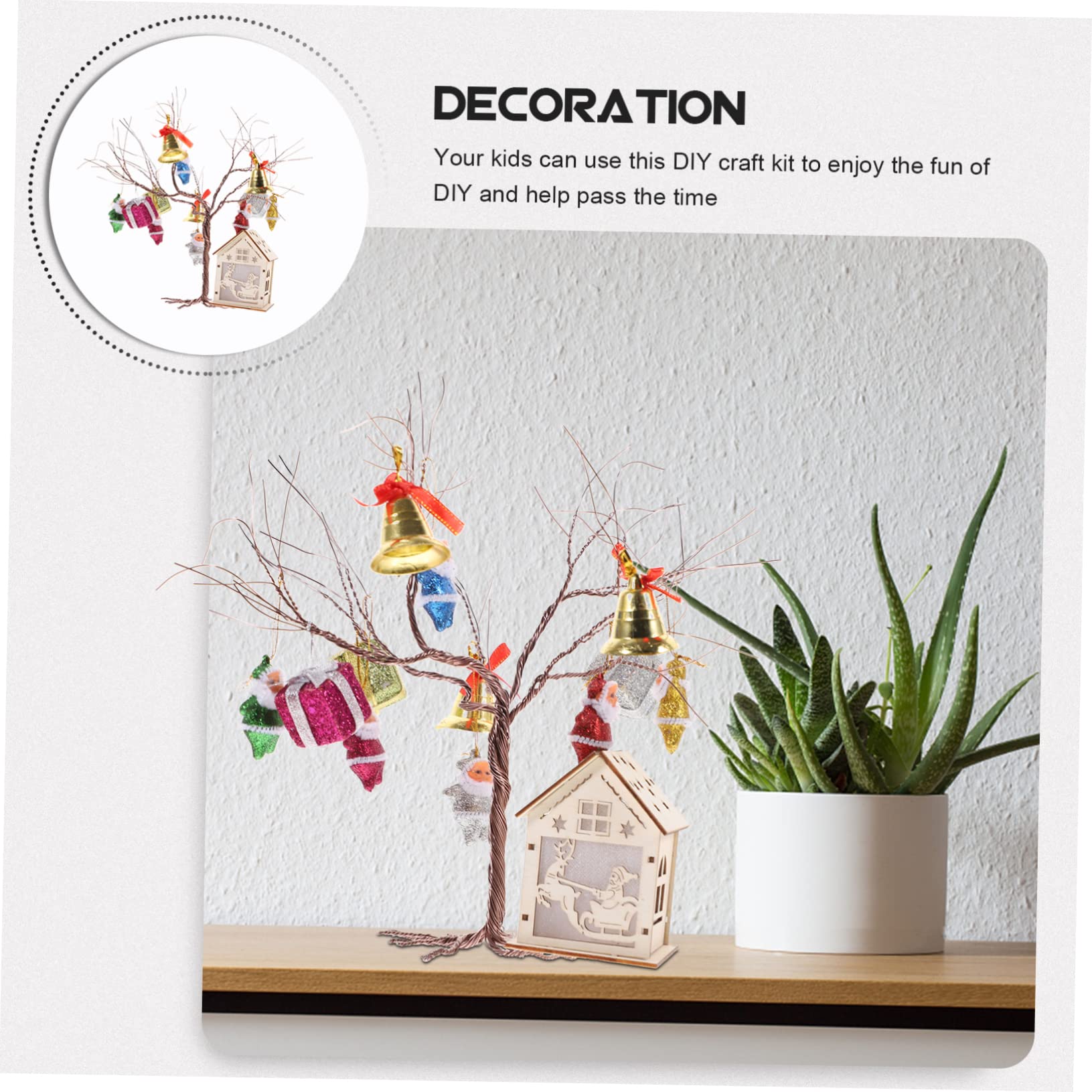 Cabilock 2 Set Pacchetto materiale natalizio decorazioni natalizie kit bambini ramoscello artificiale di Natale Artigianato fai da te materiali natalizi fai da te plastica