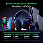 Black Shark Casque de jeu sans fil, Bluetooth 6.0 Écouteurs de jeu avec USB et connecteur de type c, 7.1 Surround Sound pour PC, PS5, PS4, Bruit Annulant Microphone & 40H Batterie, Goblin X8 (Black)