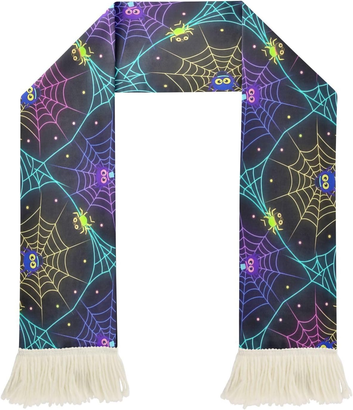 CHIFIGNO Neon Webs Black Soccer Scarf for Fans, Soft Touch & Fast Drying Polyester, Support your Team with Game Day Must have