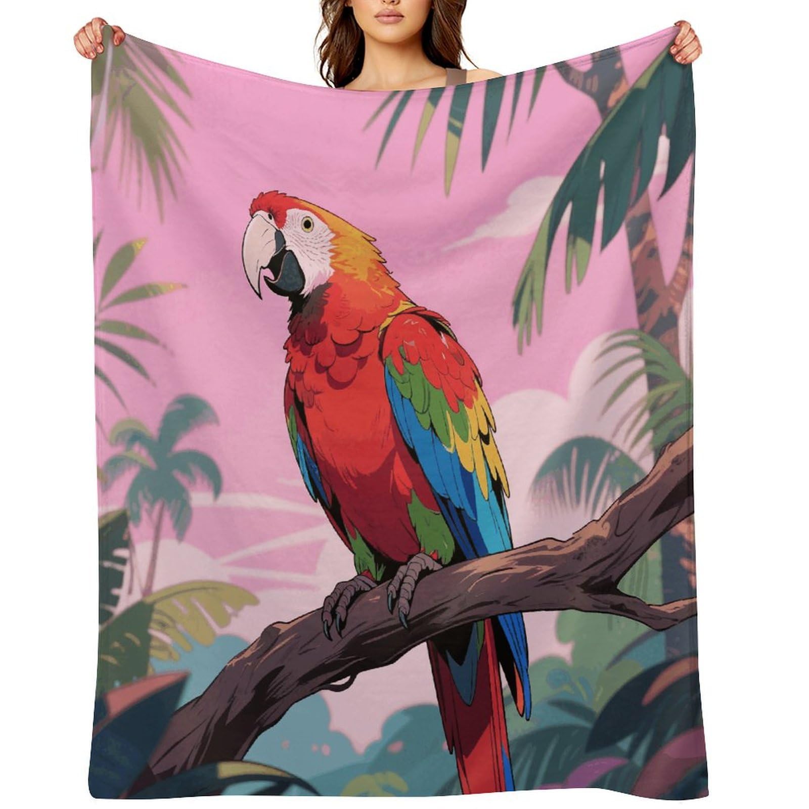 Rainbow Parrot Blankets Exquisite Luxury Flannel Throw Blanket Anti-Fading Thick Blanket for Sofa&Bed Blankets Ultra-Soft Bath Towels for Adult 40"x50"