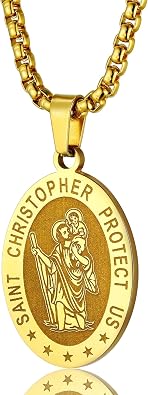 PROSTEEL Saint St Christopher/Benedict/Michael Medal Necklace for Men, 316L Stainless Steel Protection Necklace Catholic Jewelry, 22"-24" Adjustable, Come with Box