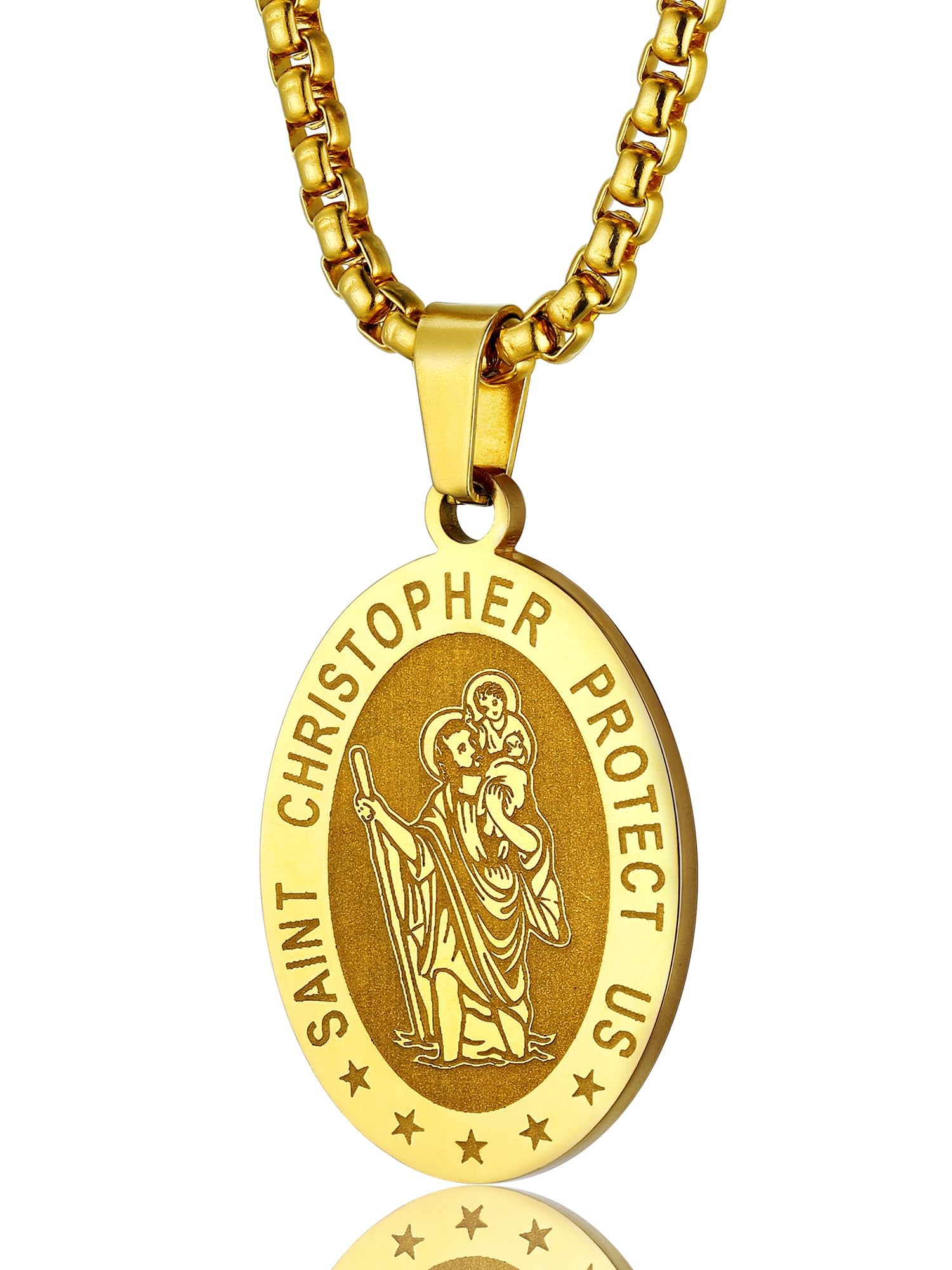 PROSTEEL St Christopher/St Benedict/St Michael Pendant Necklace for Men