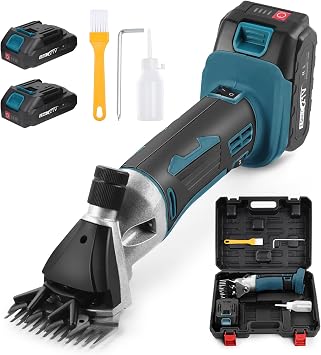 Cordless Sheep Shears 500W, Professional Rechargeable Sheep Clippers with 2 Lithium Battery, 6 Speeds Heavy Duty Animal Grooming Clipper Compatible with Makita 18V Battery for Sheep, Goat, Alpacas