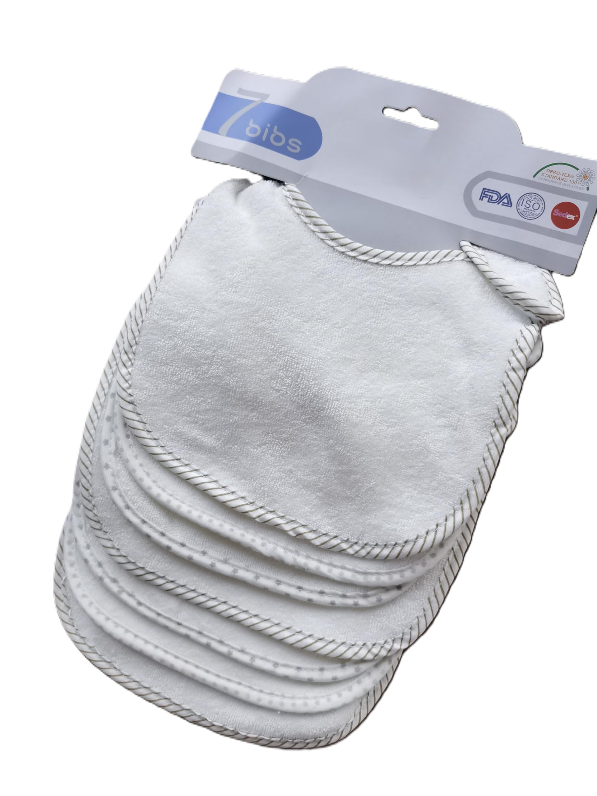 SHINNINGSTARBABY Baby's 0-6 Months 7 Pics of Soft Double Layers Cotton Absorbent Bandana 7 Bibs Pack (white)
