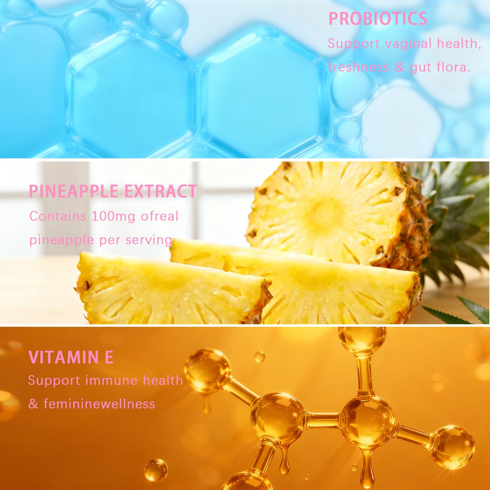 Premium Feminine Balance Gummies for Women | Hawaiian Pineapple Flavor, Daily pH Balance & Freshness Support | Vegan, Sugar-Free Gummies for Intimate Wellness, Flora & Immune Support | 60 Count