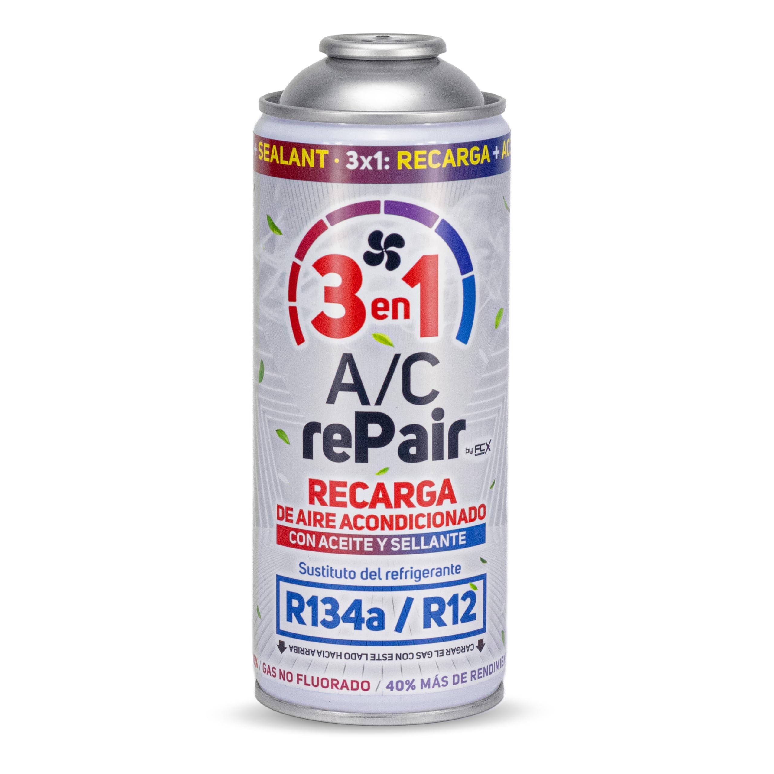 AC Repair 3 in 1 Car Air Conditioning Refill with Oil and Sealant Detector Leak Cap 220g, Replacement Gas Refrigerant R134a R12, Easy to Use, Replacement Sealant Compatible Cars 1992-2016