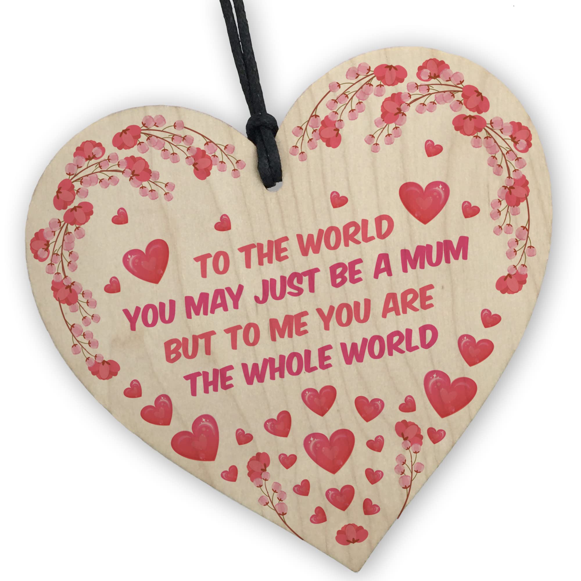 Red Ocean Gifts for Mum - Mum Gifts Wooden Heart, Mum Birthday Gifts with Touching Words, Birthday Gifts for Mum from Daughter Son, Mothers Day Gifts for Mum, Best Mum Gifts