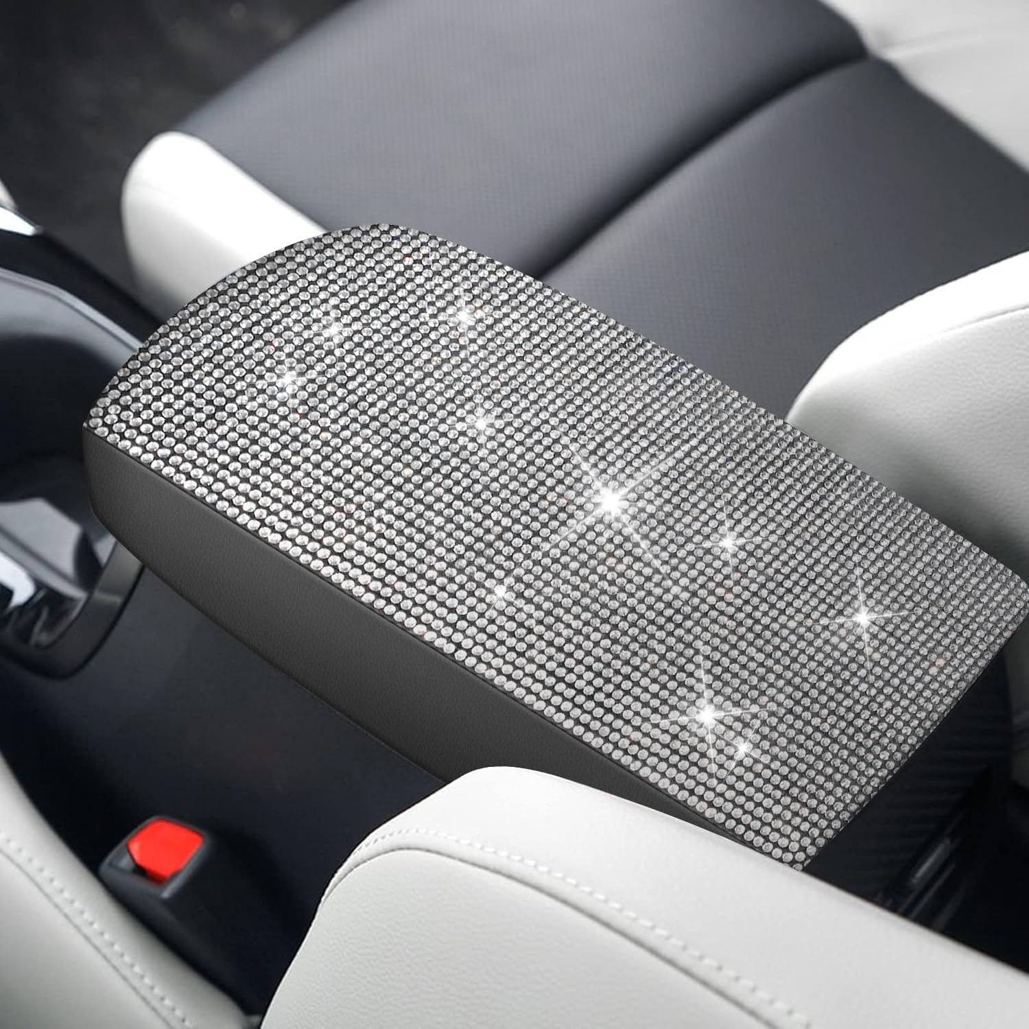 AOMSAZTO Bling Crystal Diamond Console Covers for 2012-2015 Honda Civic Leather Armrest Covers