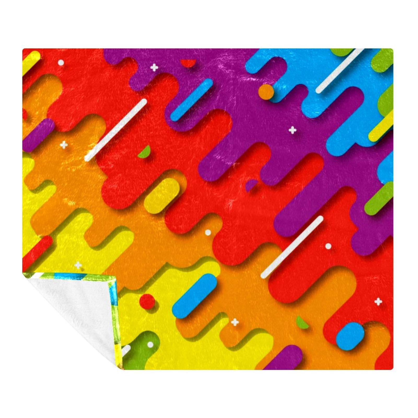 Couverture douce arc-en-ciel plaid polaire léger pour lit et voyage