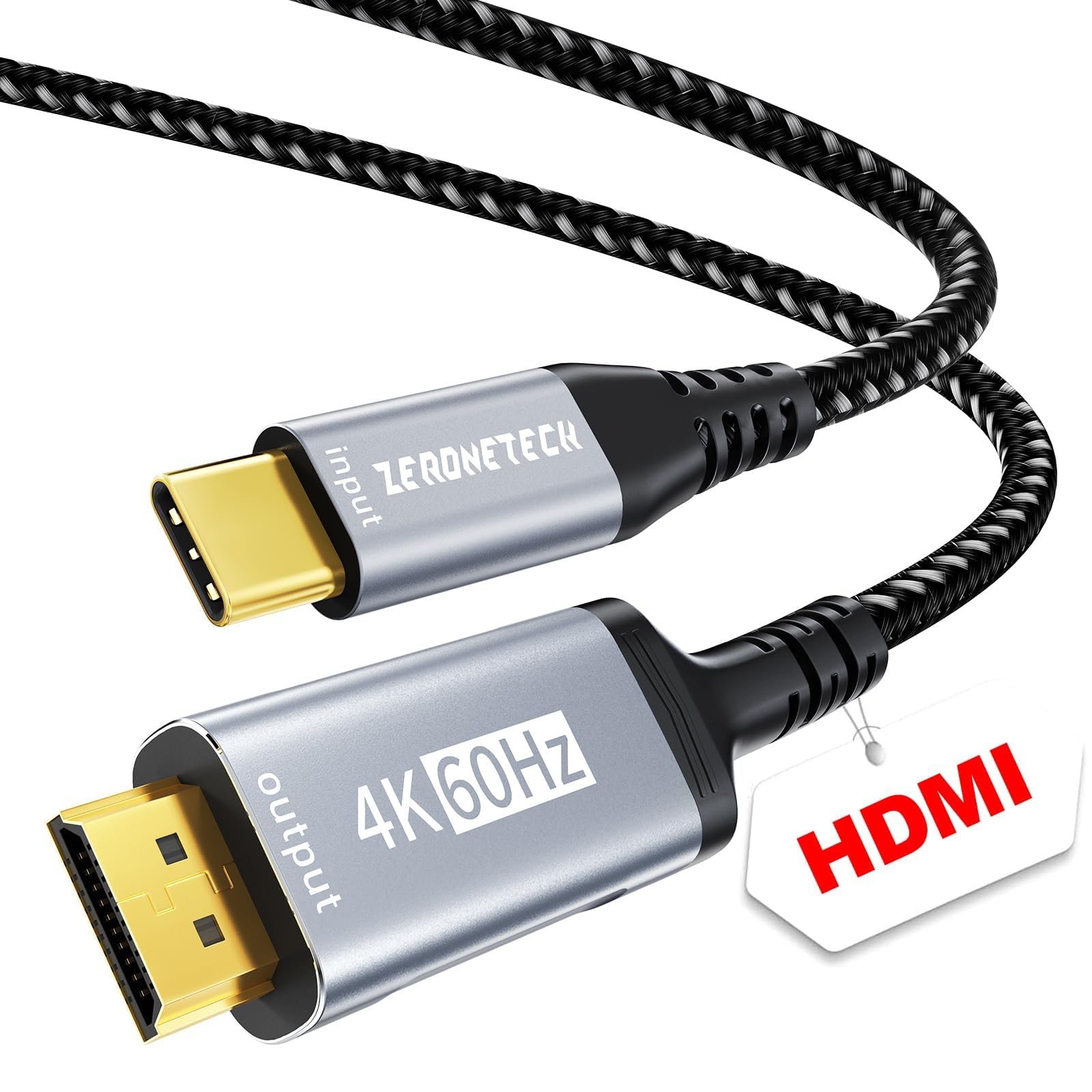 ZeroneTeck USB-C HDMI 変換ケーブル 4K@60Hz 3m iPhone・MacBook テレビミラーリング