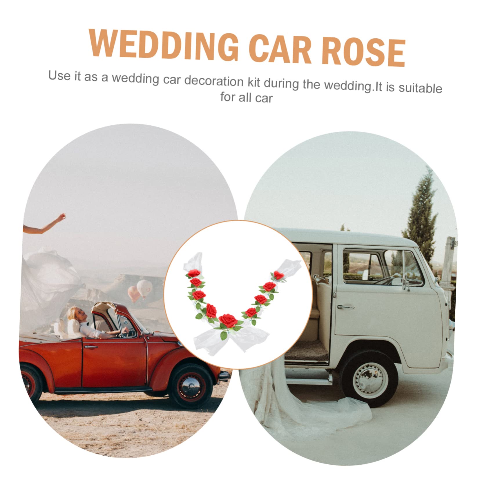 Cabilock 2sätze Kunstrosen Für Hochzeitsauto-Dekoration Weiße Rosen Mit Band Für Hochzeiten Und Valentinstag Hochzeitsdeko Für Auto Und Veranstaltungen