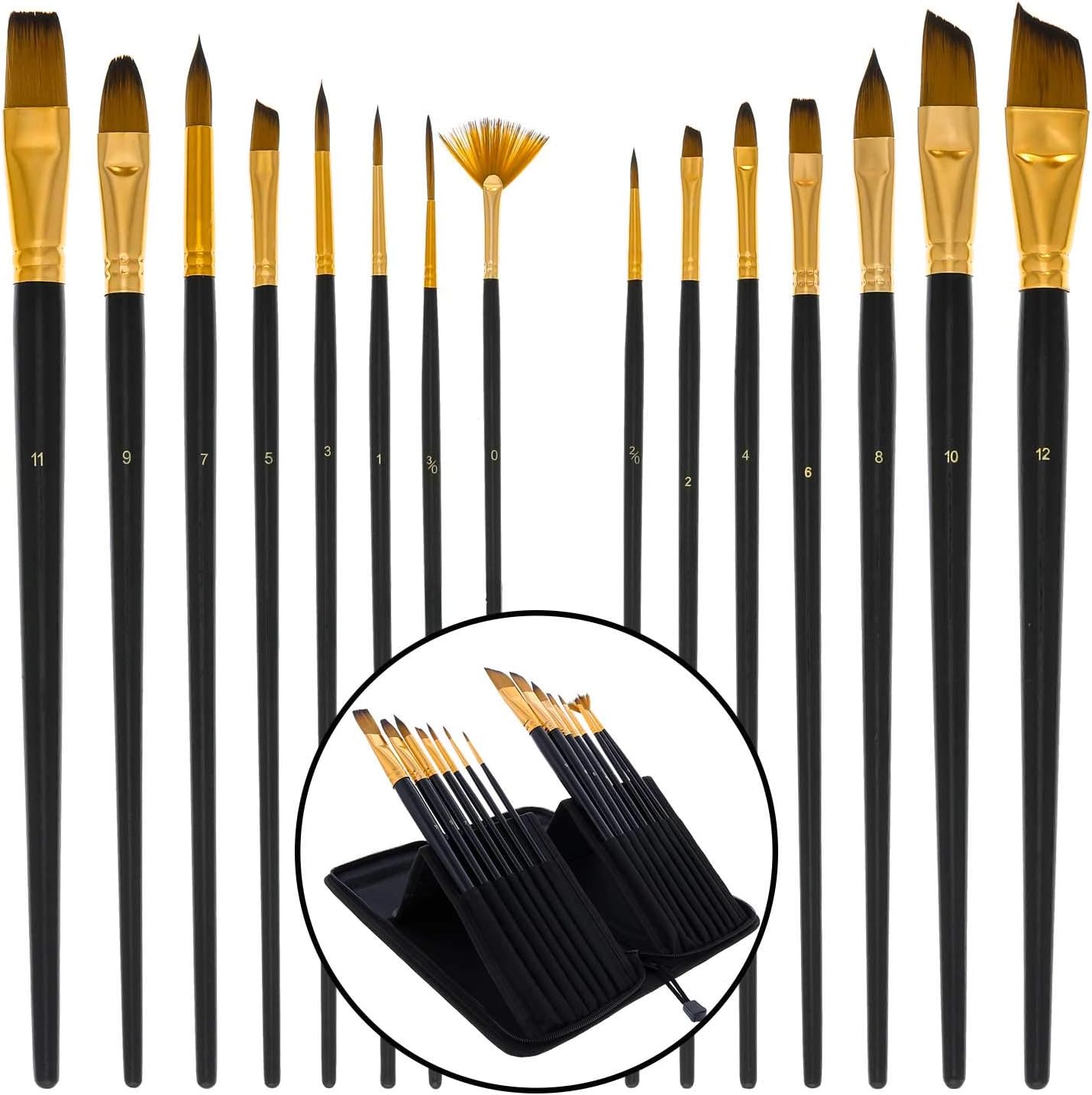 Amazon.com: U.S. Art Supply 15 Piece Artist Long Handle Synthetic Paint ...
