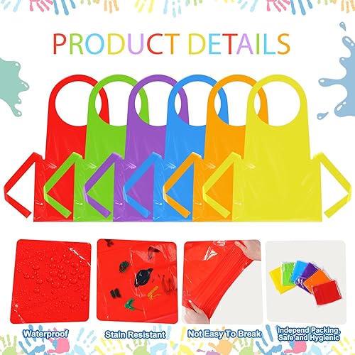 Miniatura 3 de 120 delantales coloridos para niños, delantal de plástico grueso, desechable, impermeable, a prueba de aceite, delantal de polietileno para niños,
