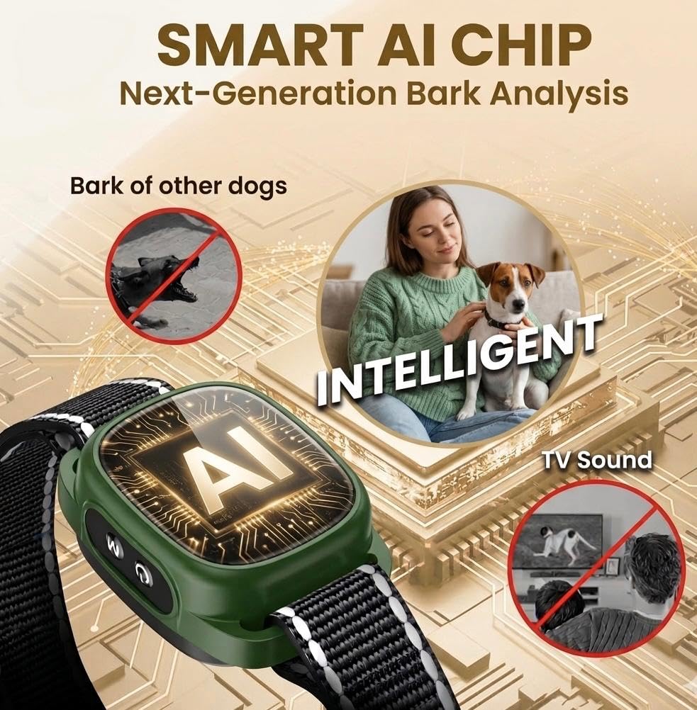 Collar antiladriods para Perros, sin Golpes, Recargable, 8 Niveles de sensibilidad, 4 Modos de pitido, vibración, bip+vibración/vibración Fuerte, Anti Bark Dog Collar, Waterproof
