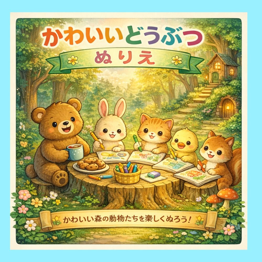 かわいいどうぶつぬりえ: かわいい森の動物たちを楽しくぬろう