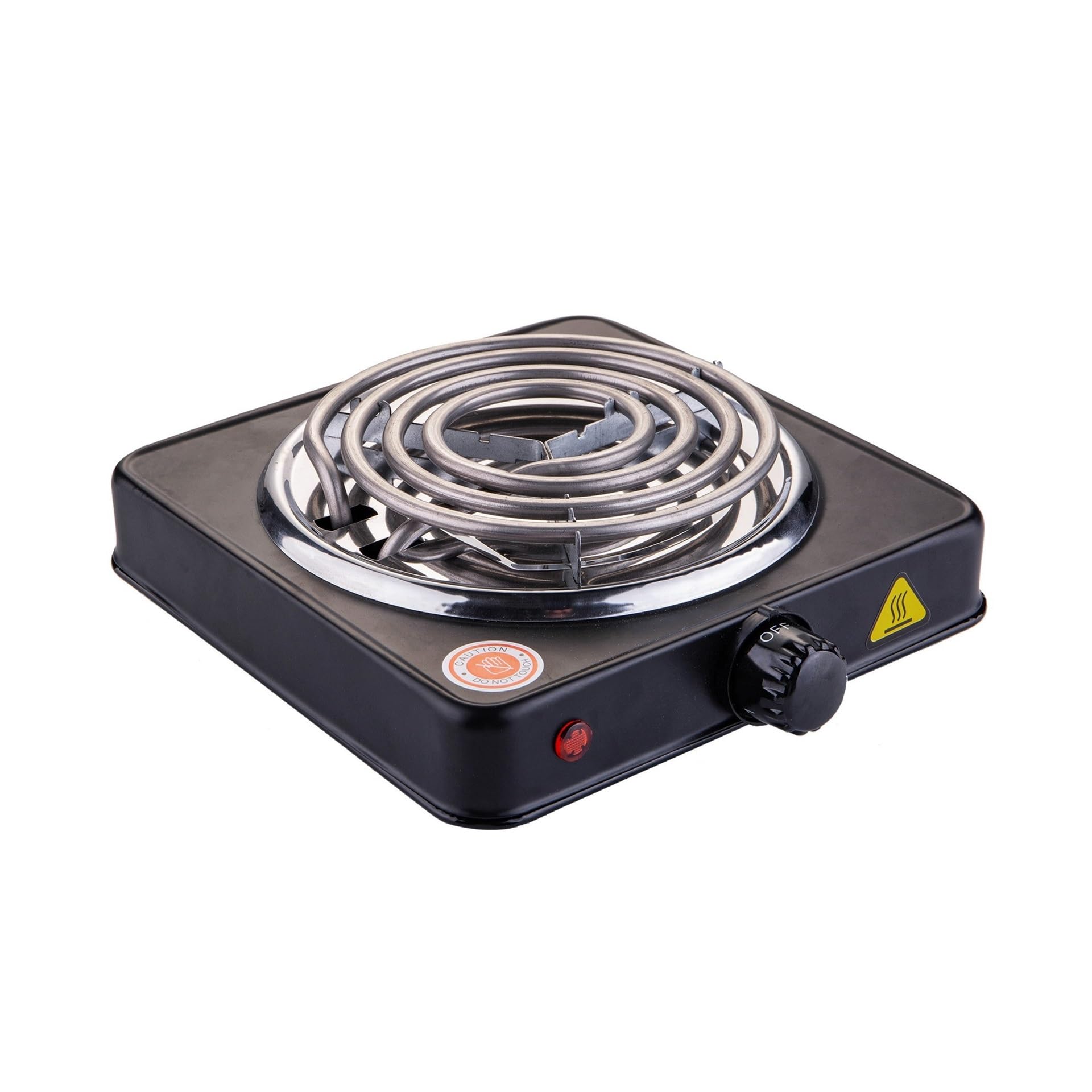 Portable 1000W Single Burner Electric Cooktop with 5 Temperature Settings, Compact Hot Plate for Camping, Dorm and Small Apartments, Black