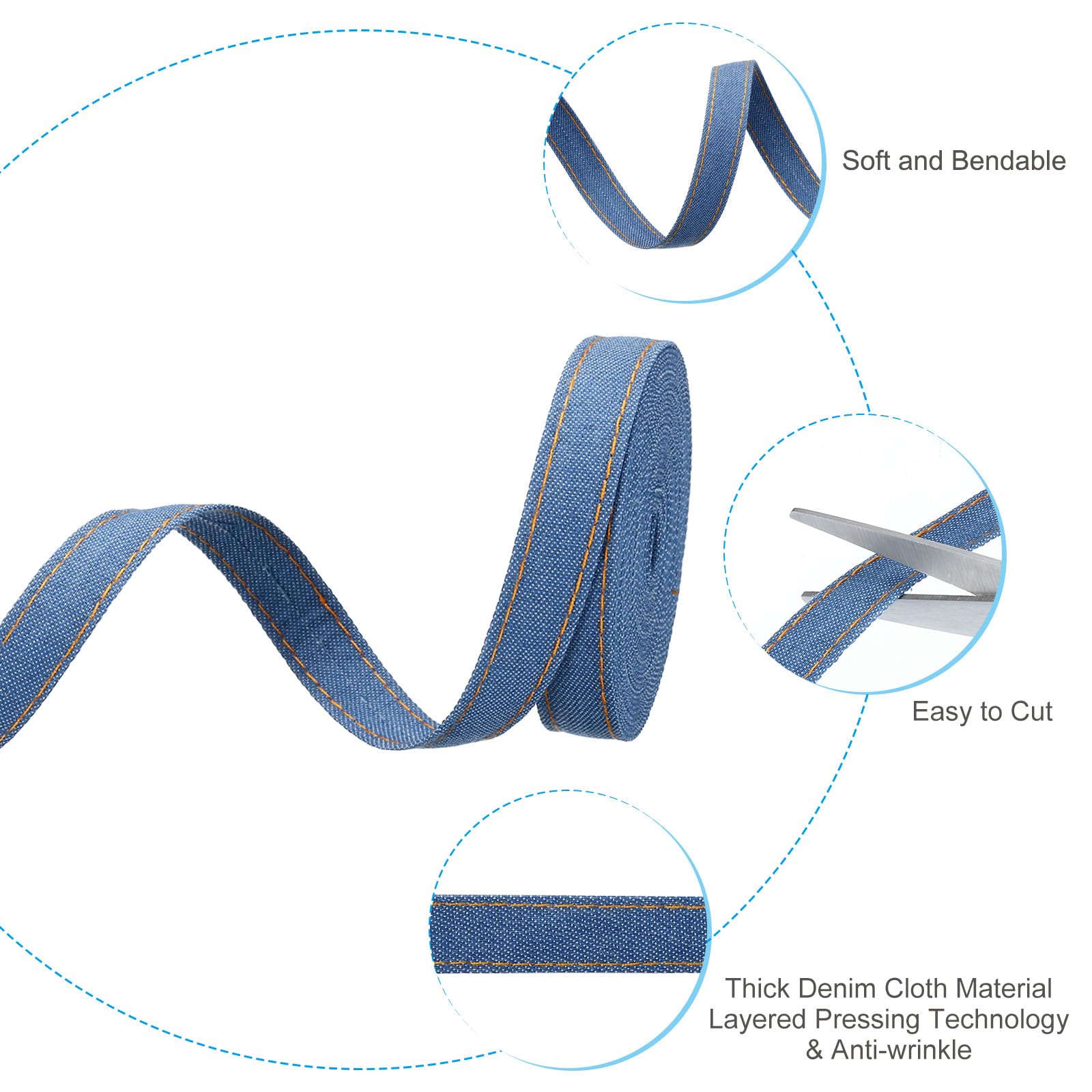 PATIKIL 3/5" Denim Ribbon - Image 3