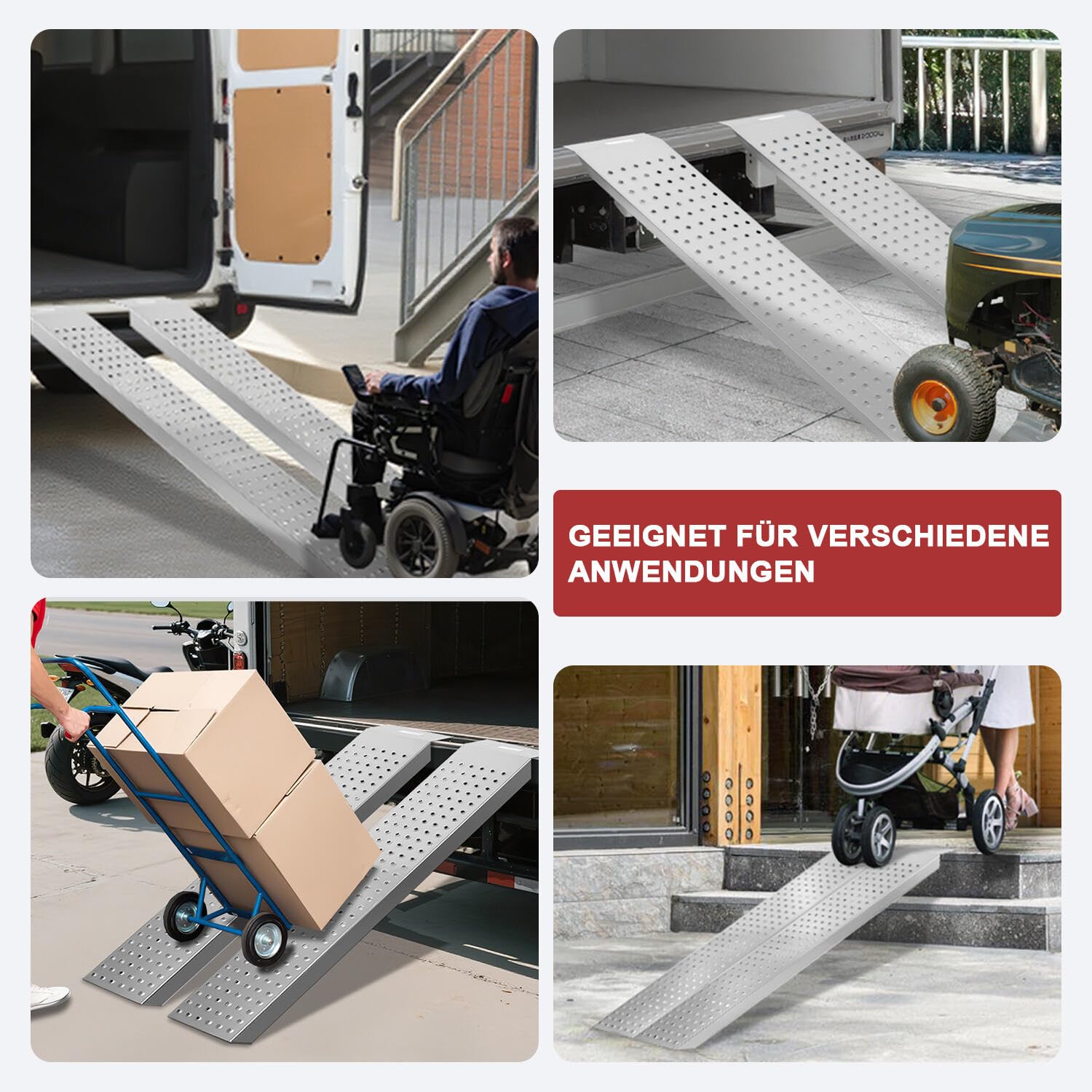 Sonnewelt Rampa de acceso de acero para remolque, 400 kg, para motocicleta, ATV, quad, coche, cortacésped, más ligera y portátil, 135 cm de largo