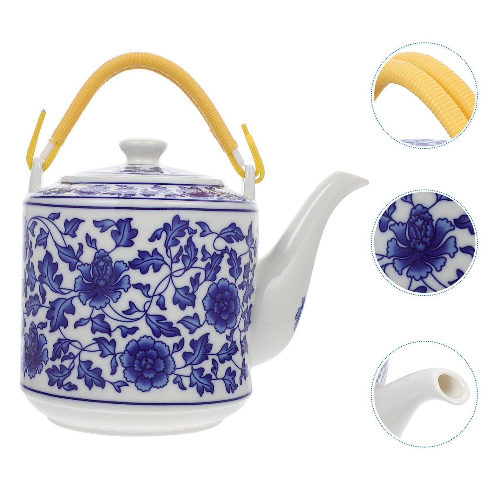 SHINEOFI Théière Chinoise en Céramique 2l Grosse Capacité, Style Chinois, Facile à Ranger et Polyvalente pour Bureau et Maison