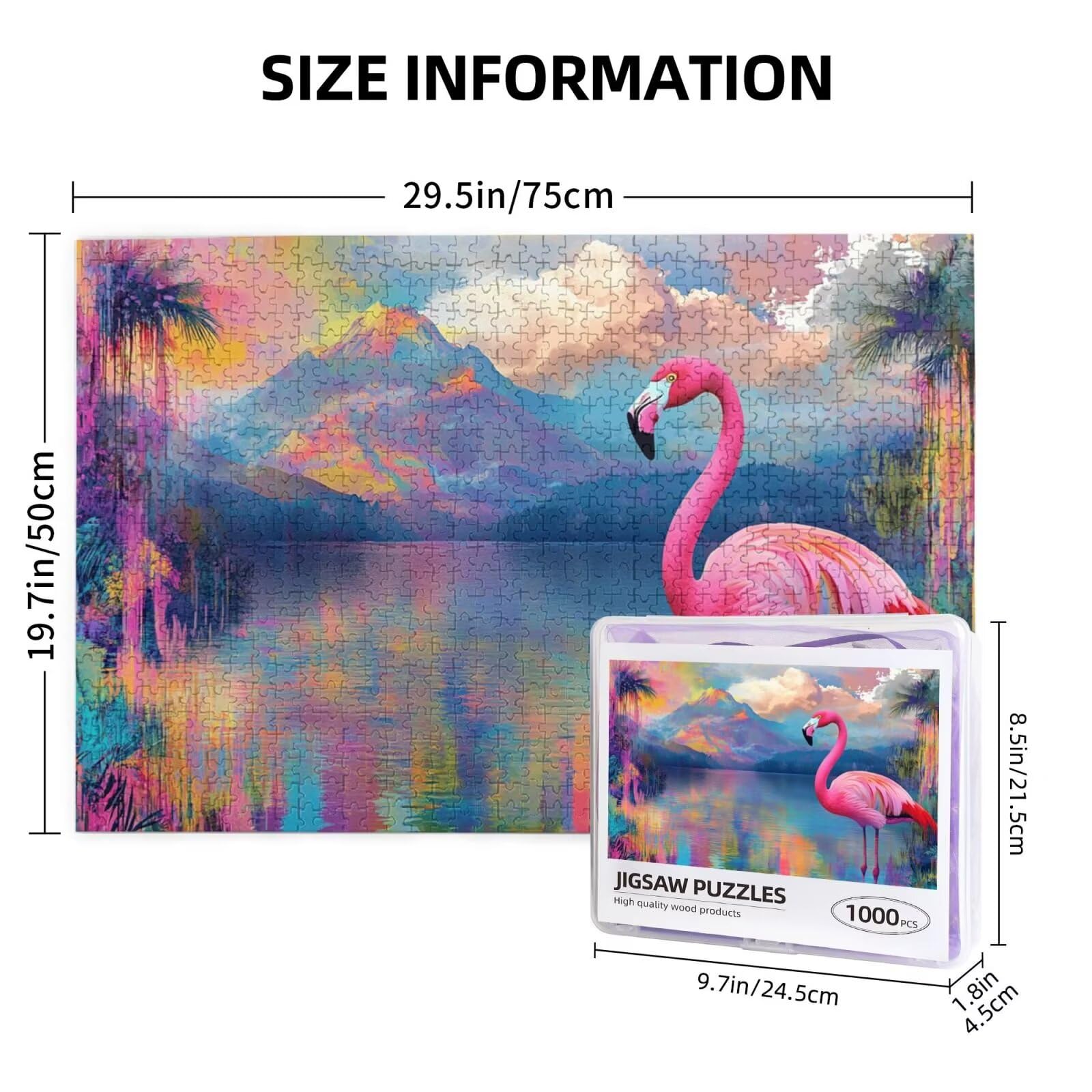 Puzzle Flamingo Puzzle 3000 Teile Landschaft Puzzles Erwachsene mit Geschenkbox, DIY Groß Holzpuzzle für Erwachsene, Geschicklichkeitsspiel für Die Ganze Familie Geschenke für Frauen 81 x 122 cm -695y