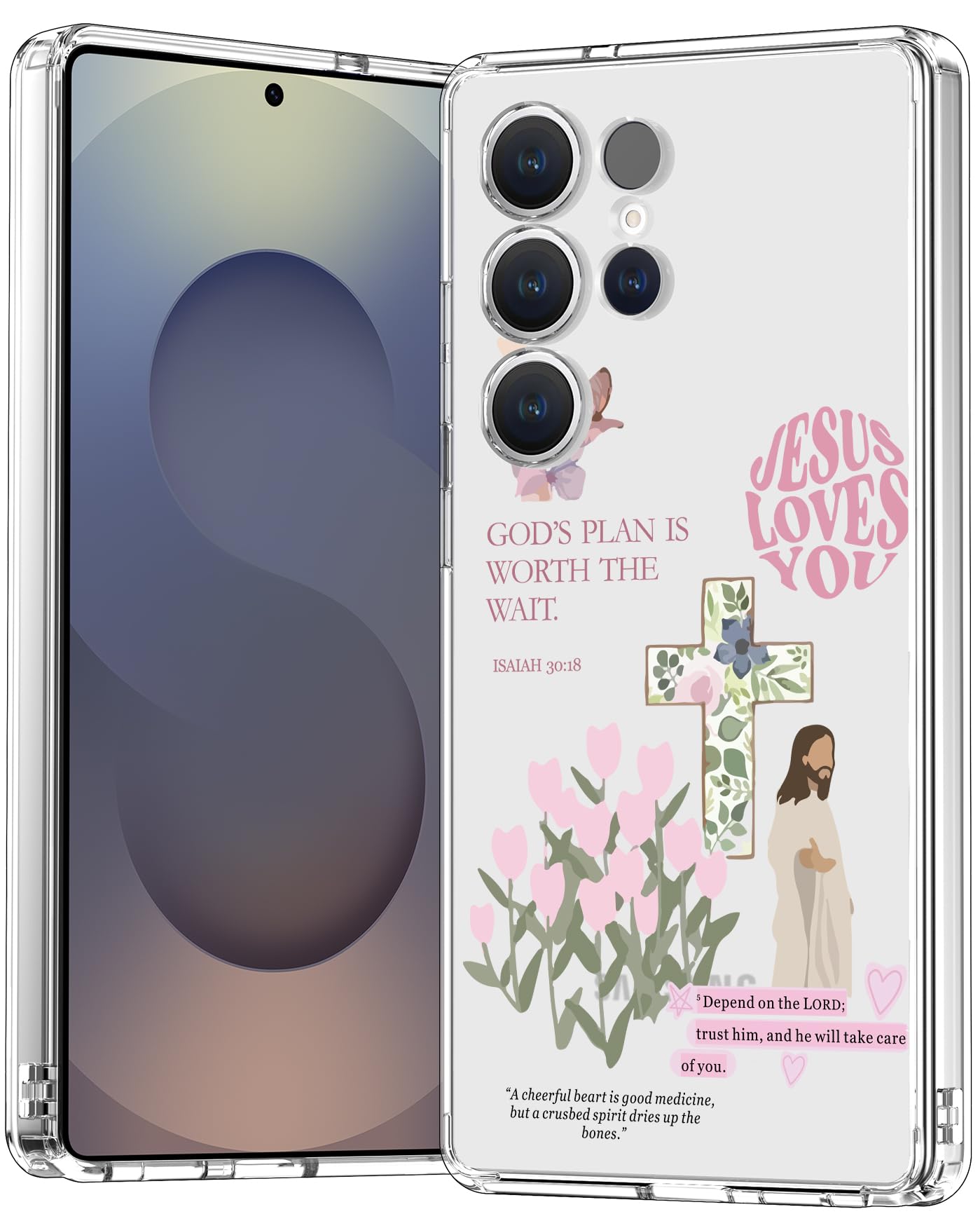 bicol for Samsung Galaxy S25 Ultra Case,Slim Clear Cover with Enhanced Camera Protection & God is Within Me,Trendy Protective Phone Case for Women &