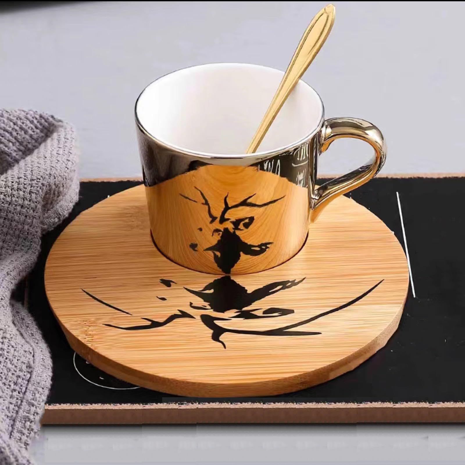 Ensemble tasse à café et soucoupe en céramique réfléchissante haut de gamme de 238,1 g