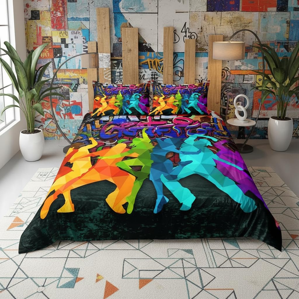 Parure de lit Trippy Graffiti en microfibre douce avec fermeture éclair