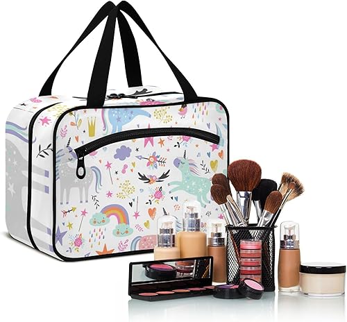 Miniatura 6 de Sinestour Neceser para mujer, bolsa de maquillaje de viaje, organizador de bolsas de cosméticos, bolsa de aseo colgante para mujeres y hombres,